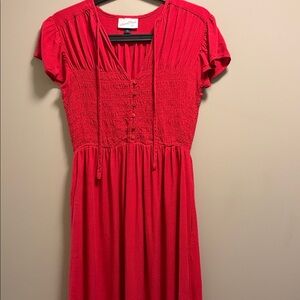 Universal Thread Red Smocked Midi Dress